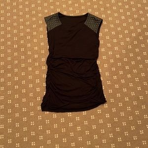 Nursing tank top with faux leather quilt detail